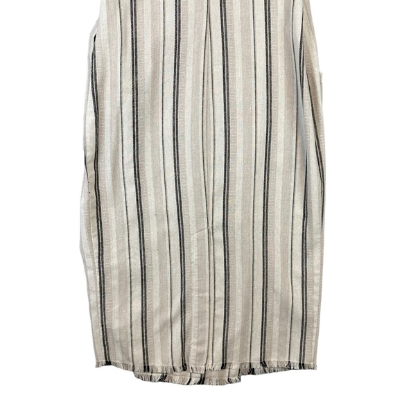 Hansen & Gretel | Linen Blend Striped Short Sleeve Midi Length Wrap Dress - Picture 6 of 12